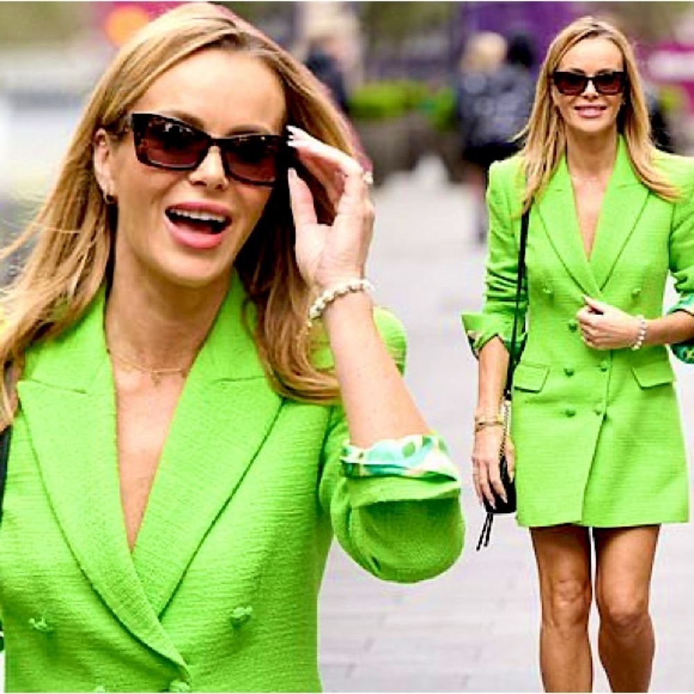 Neon Green Tailored Textured Blazer Dress - Small - Picture 11 of 13